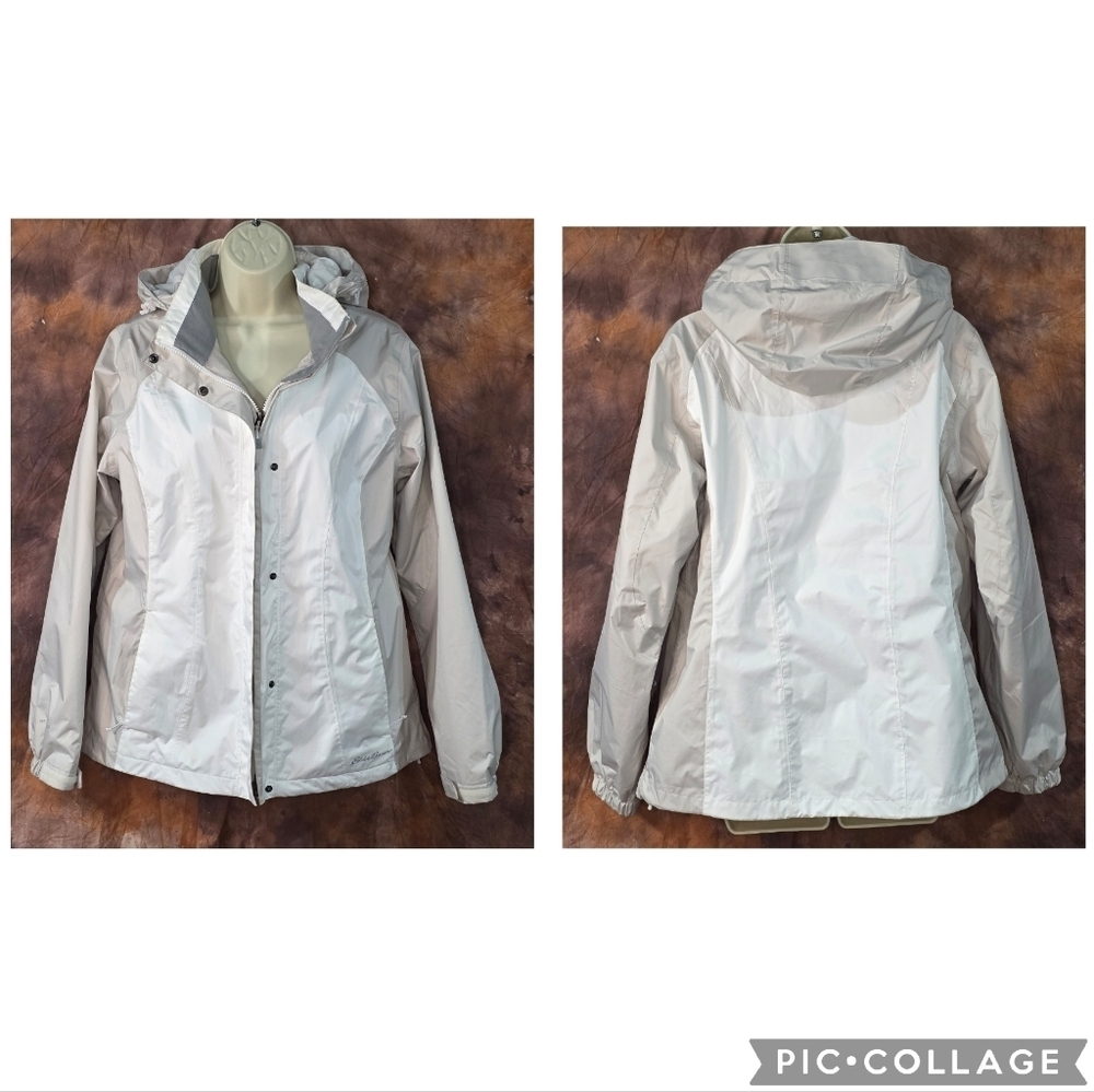 Eddie Bauer Weatheredge Jacket Water Resistant Lined Shell Cream White Taupe L - Picture 2 of 16